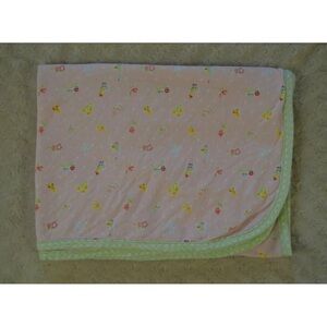 Linda Bruce Baby Blanket Pink Green Gingham Goose Chicken Flower White Polka Dot